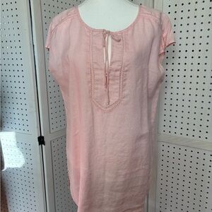 Ellen Tracy Blush Pink Tie-Neck Cap Sleeve Tunic